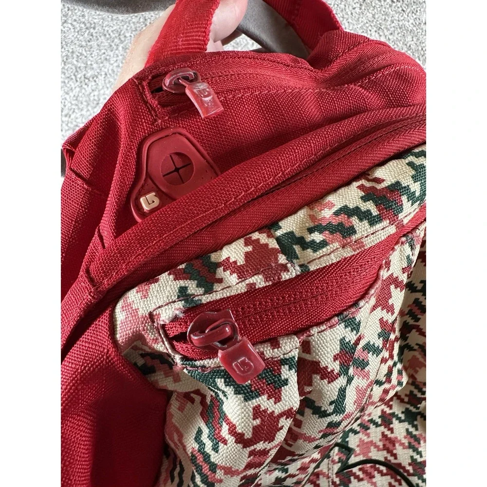 Burton‎ Red Houndstooth Backpack Padded Straps School Bag Laptop Snowboard